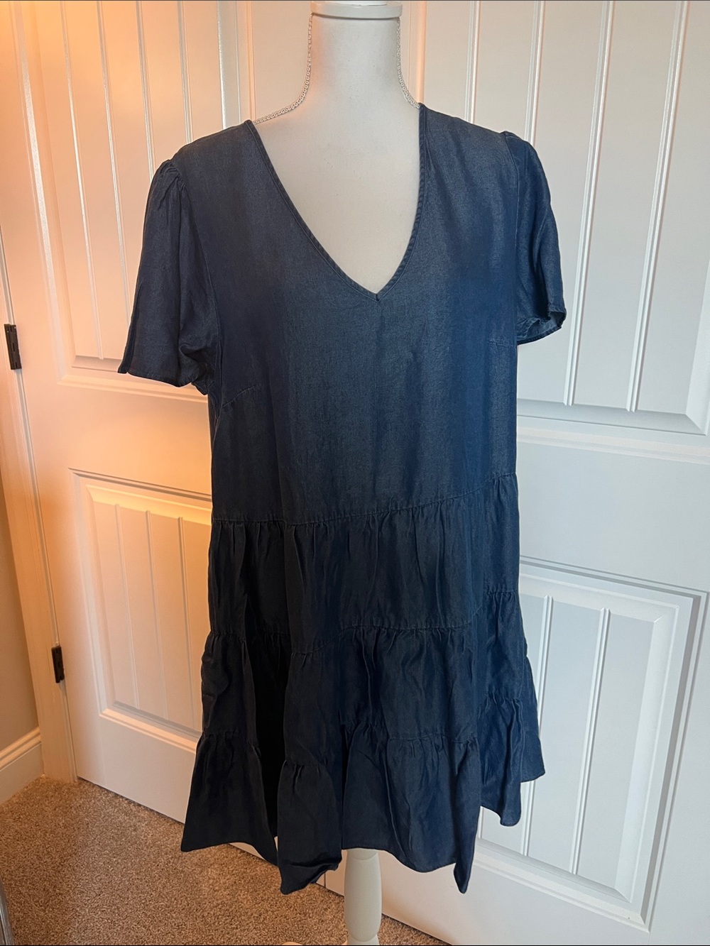 NWT City Chic Denim Tier Dress US 12 XXS Dark Wash Lyocell Comfort - Picture 3 of 16